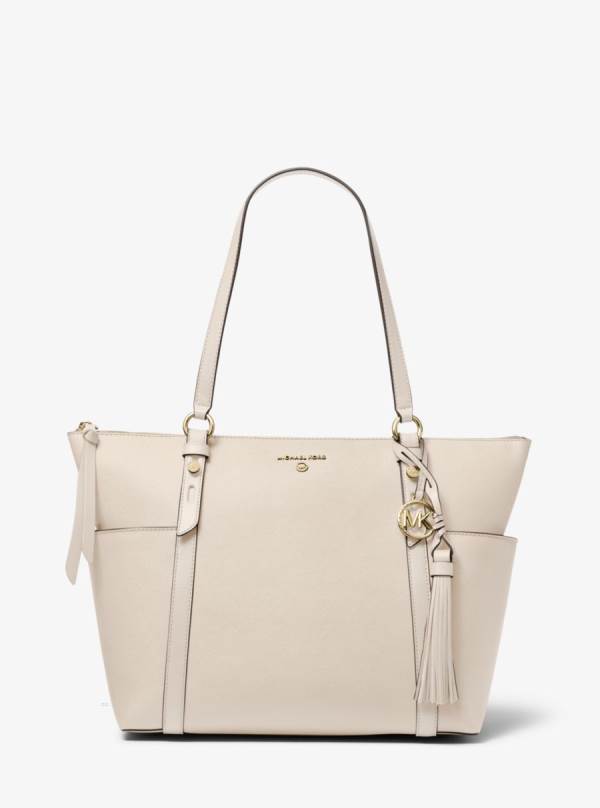 Damske Prenosná Taška Michael Kors Sullivan Large Saffiano Leather Top-Zip Platina - Kabelky Michael Kors Nejlevnejsi | PGOWB-7043